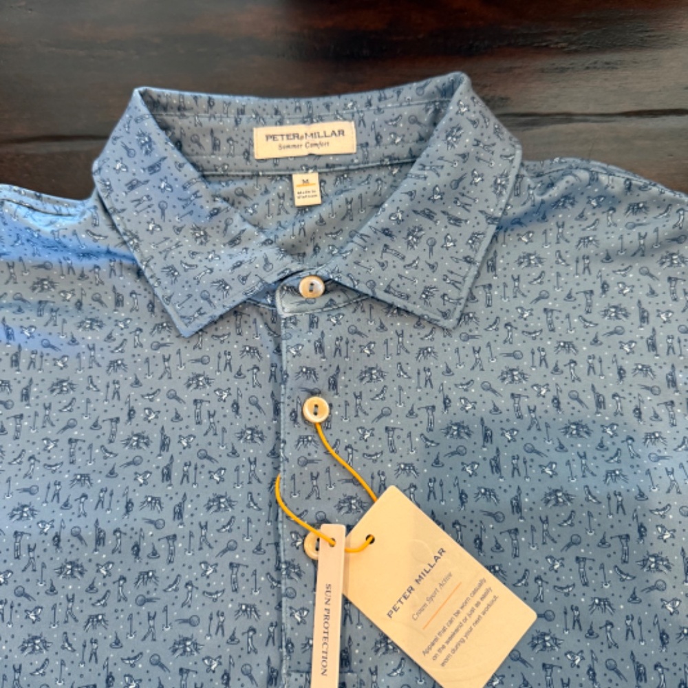 Peter Millar Men's Medium Rainfall Hole In One Performance Jersey Polo MSRP $110 - Picture 2 of 7